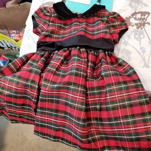 Girls xmas holiday dress worn once plaid peter pan